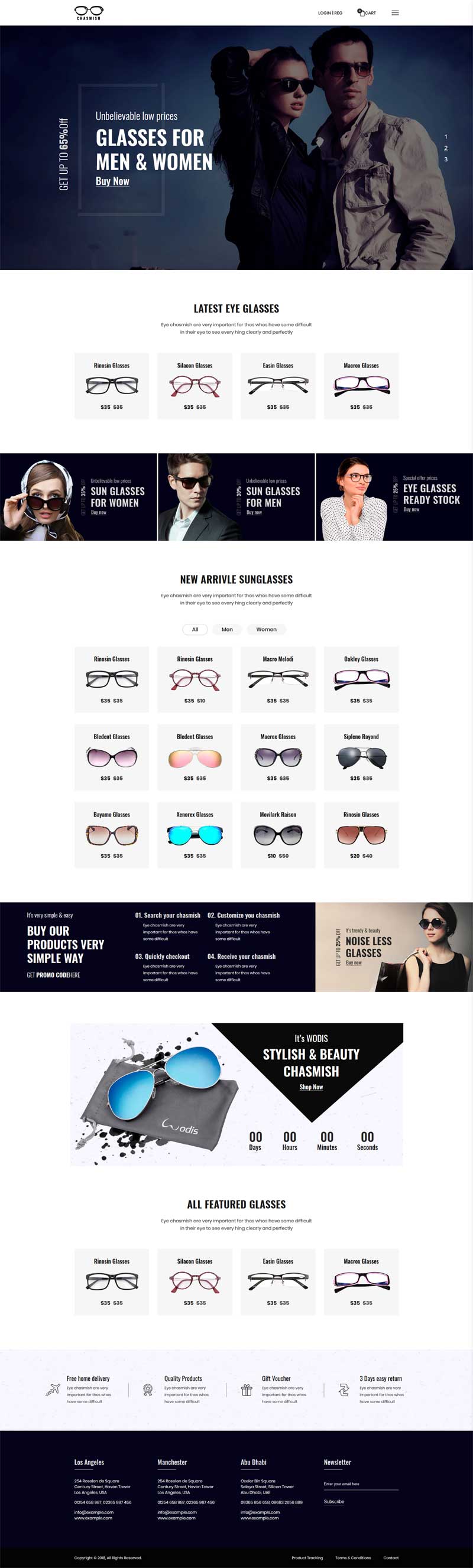 大气的网上眼镜商城网站bootstrap模板