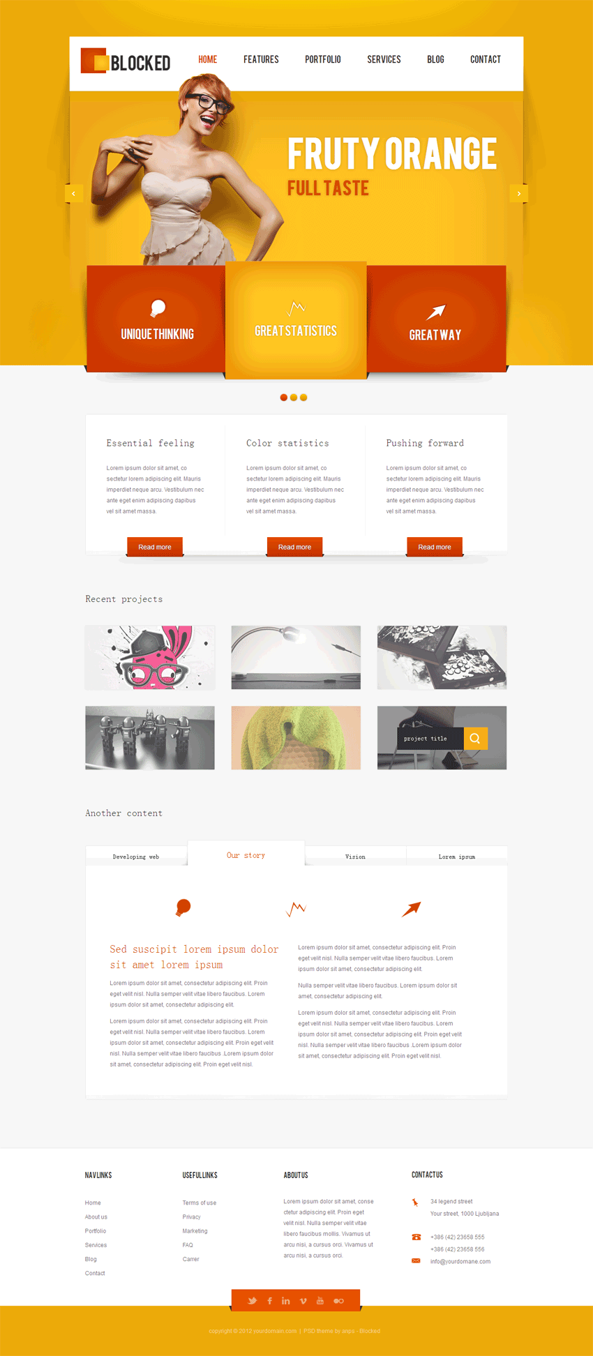 橙色的设计公司网站模板html全站下载
