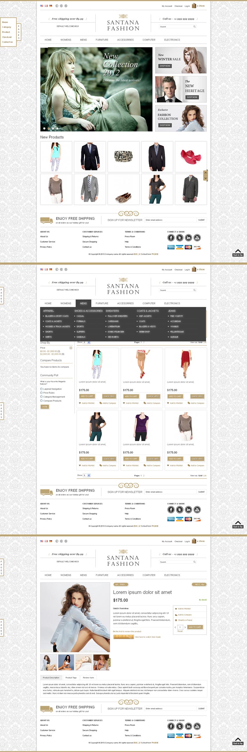 国外服装商城网站模板html整站下载
