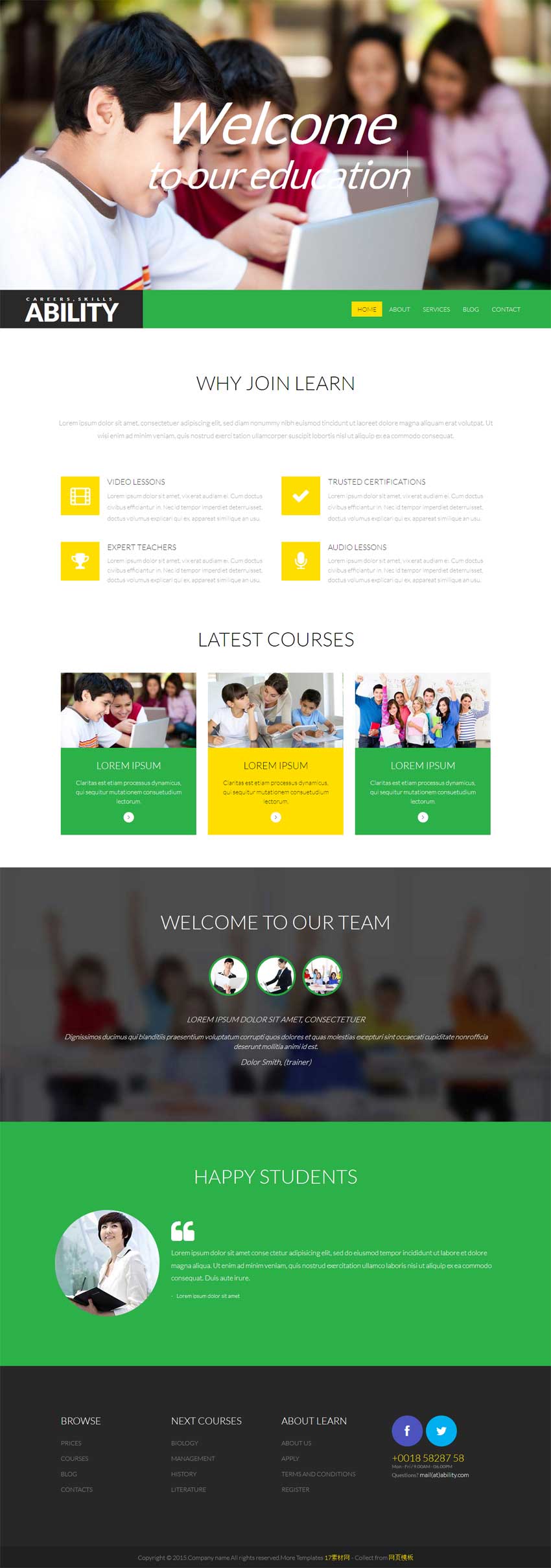 html5绿色的教育培训学校静态网站模板源码