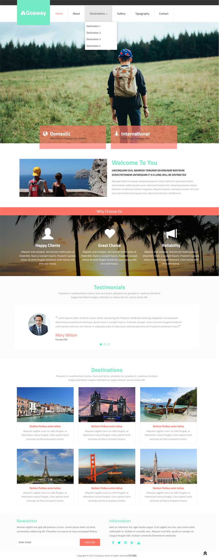 简洁的国外旅游公司网站模板html源码