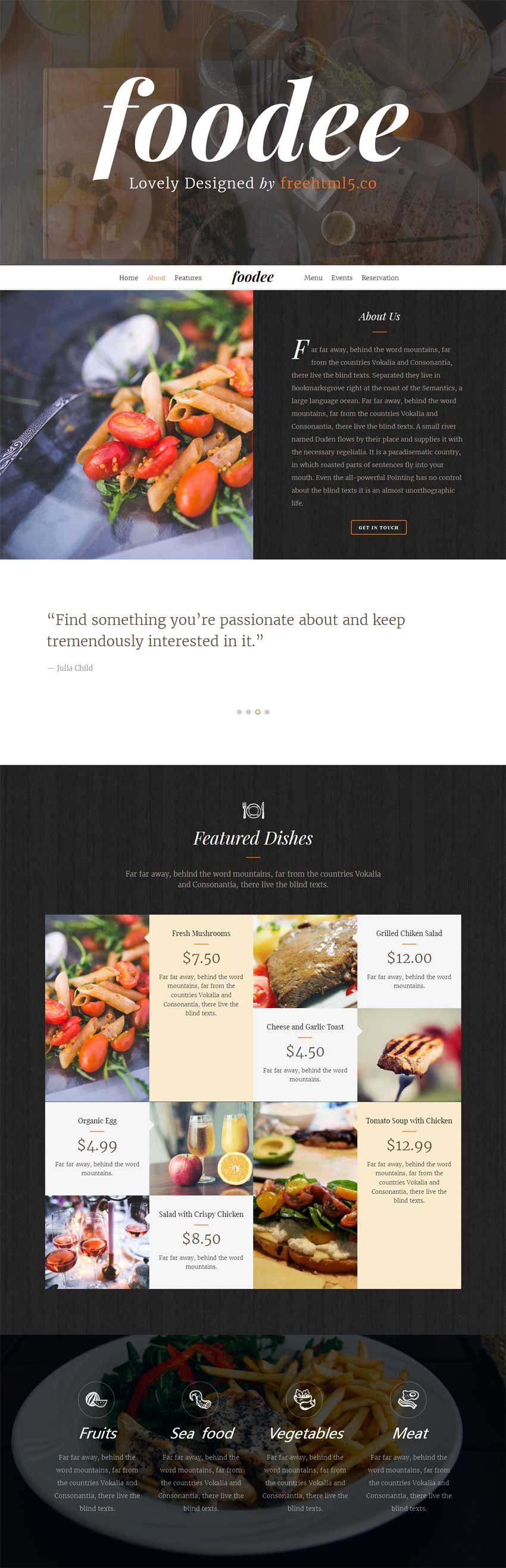 黑色宽屏的西餐美食介绍html5响应式模板