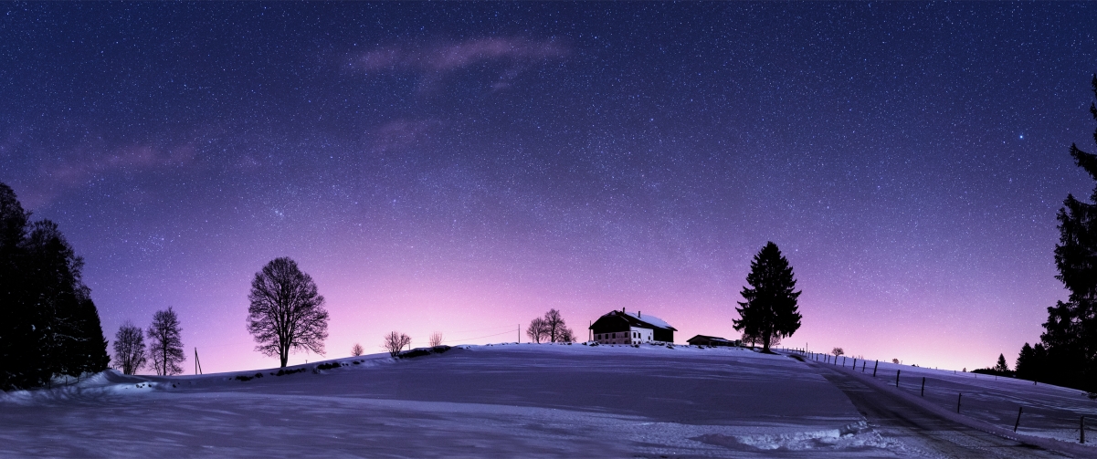瑞士汝拉山 夜景 星空3440x1440风景壁纸