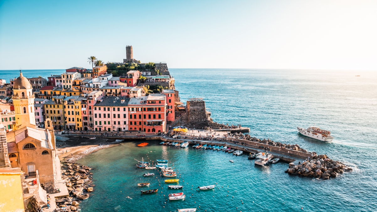 意大利五渔村美丽的海景4k高清壁纸