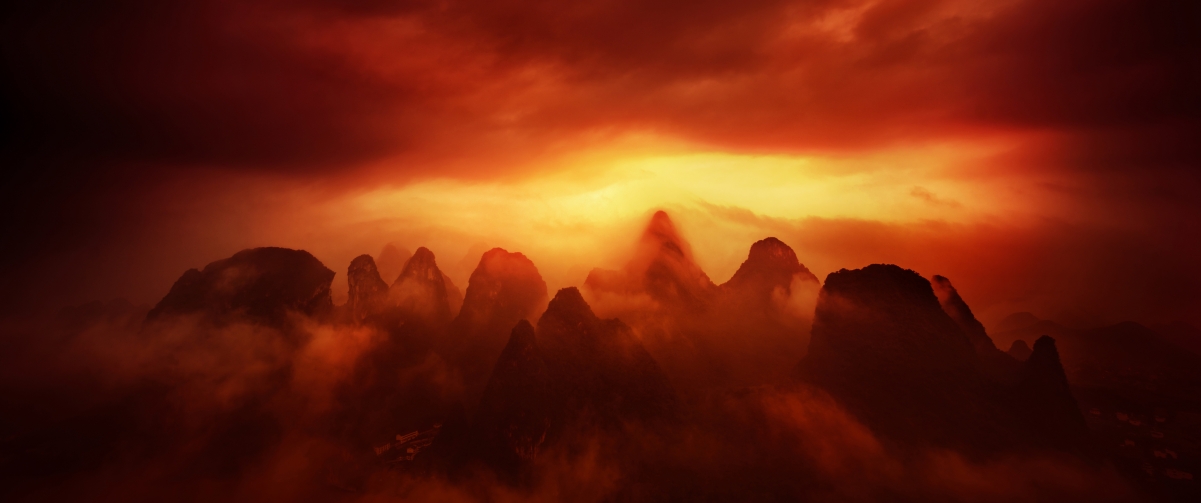广西桂林山水摄影风景3440x1440壁纸