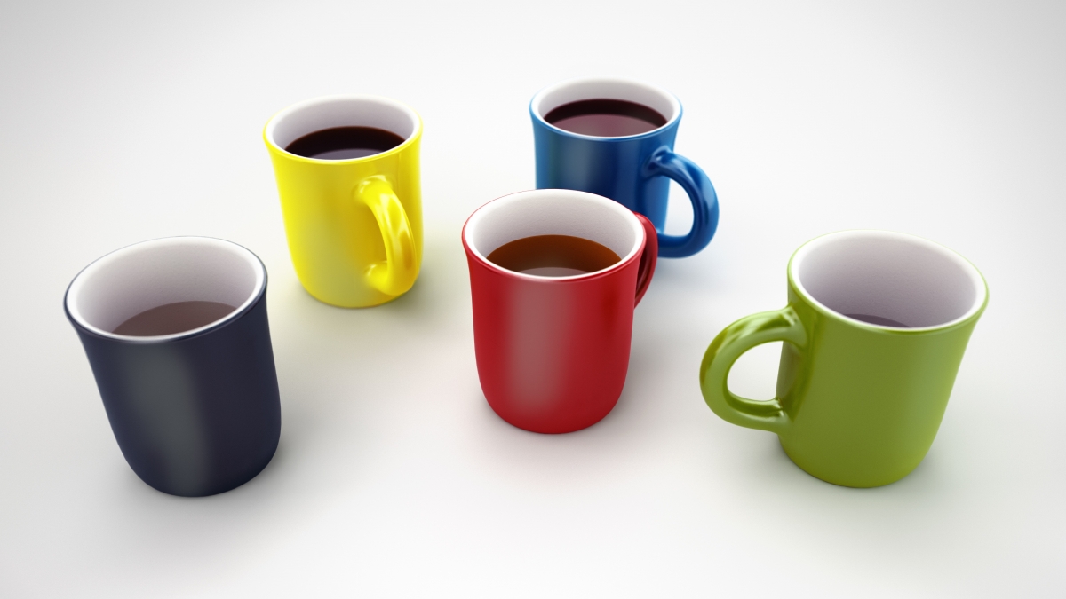 咖啡 彩色咖啡杯 4K设计图片