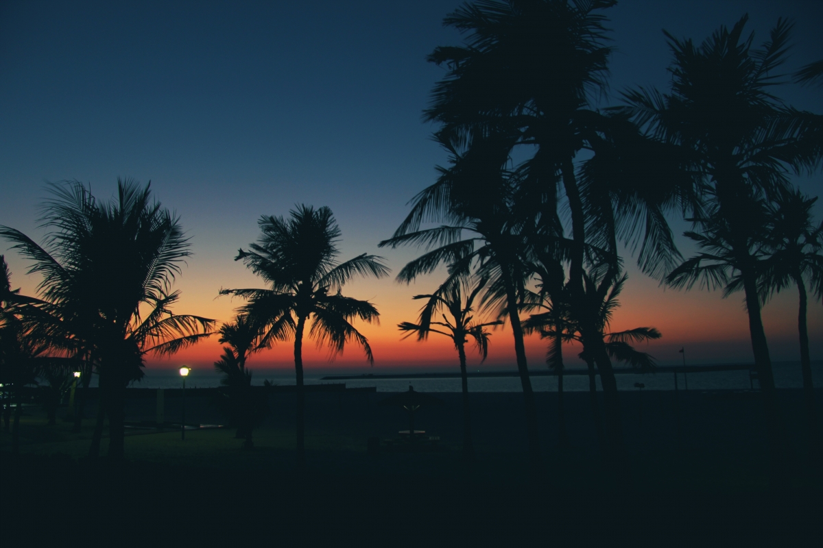 日落 迪拜 海边风景 4K壁纸