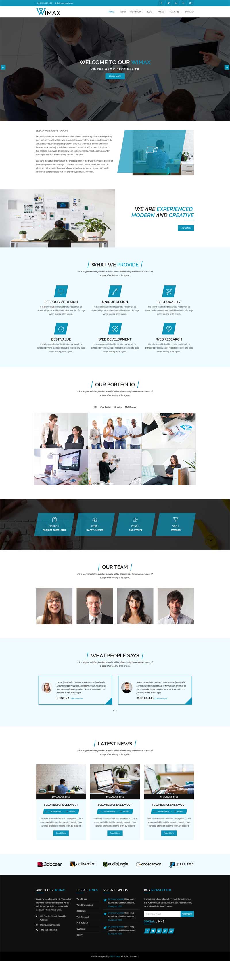 蓝色大气商业服务企业网站html5模板