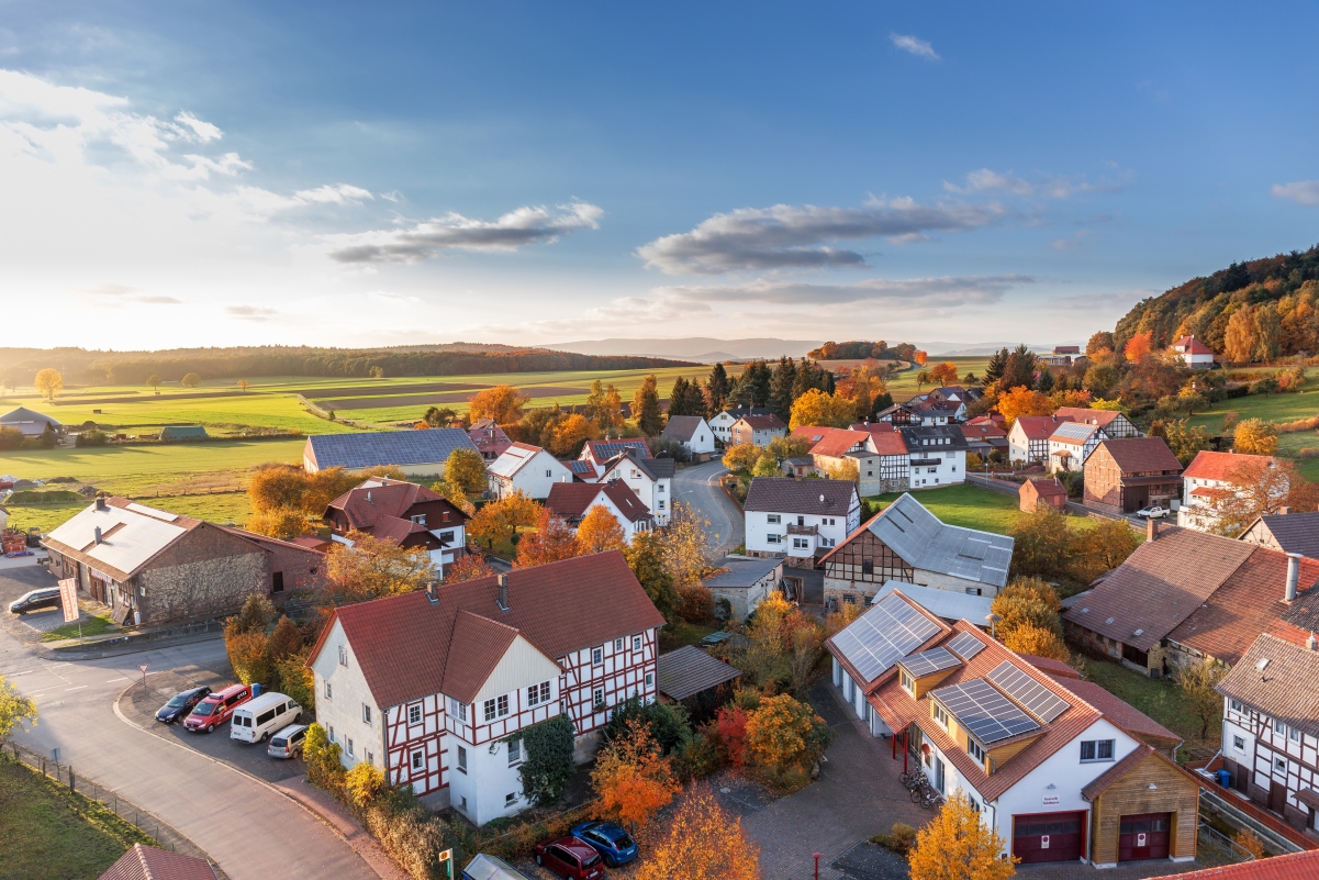 德国的村庄鸟瞰图黑森4k风景图片