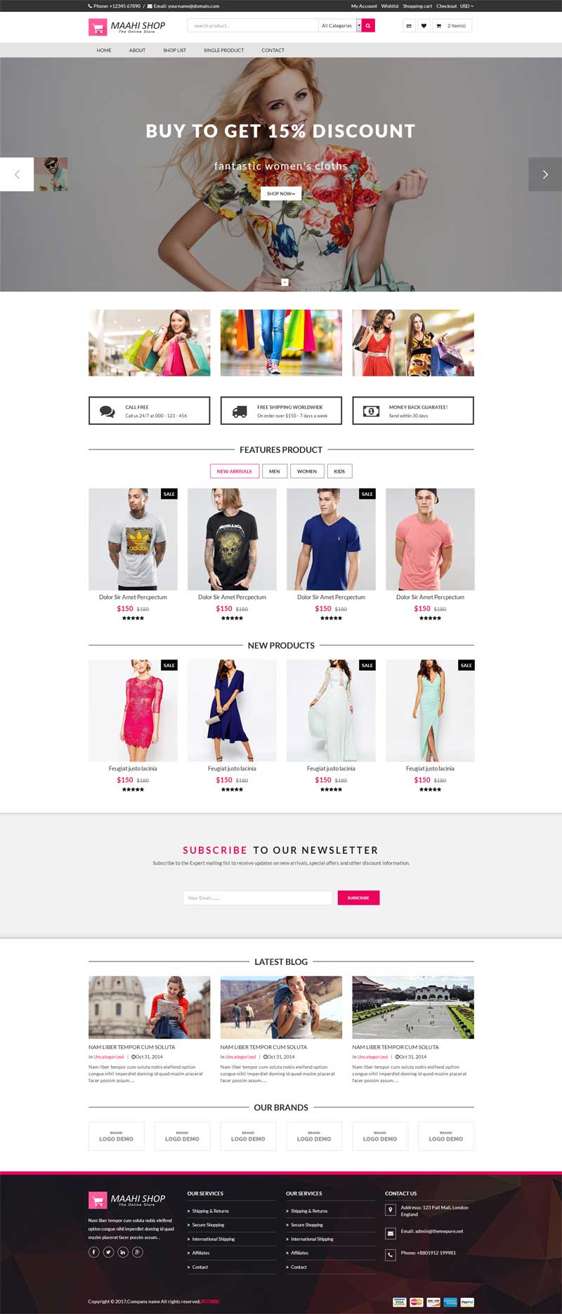 html5响应式的时尚男女服装购物商城模板