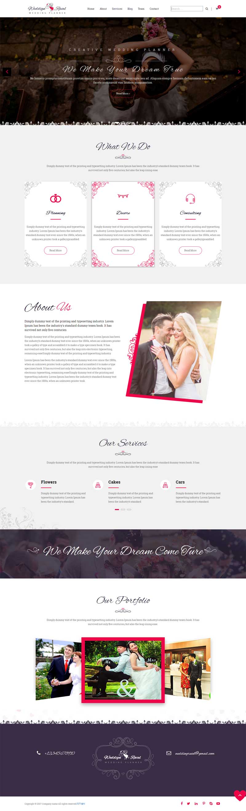 简洁欧美风格的婚庆摄影公司网站模板