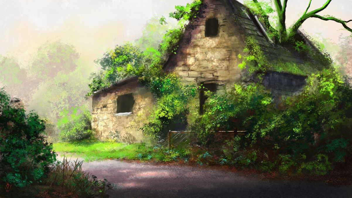 皮博迪,房子,步道,树木,风景绘画图片