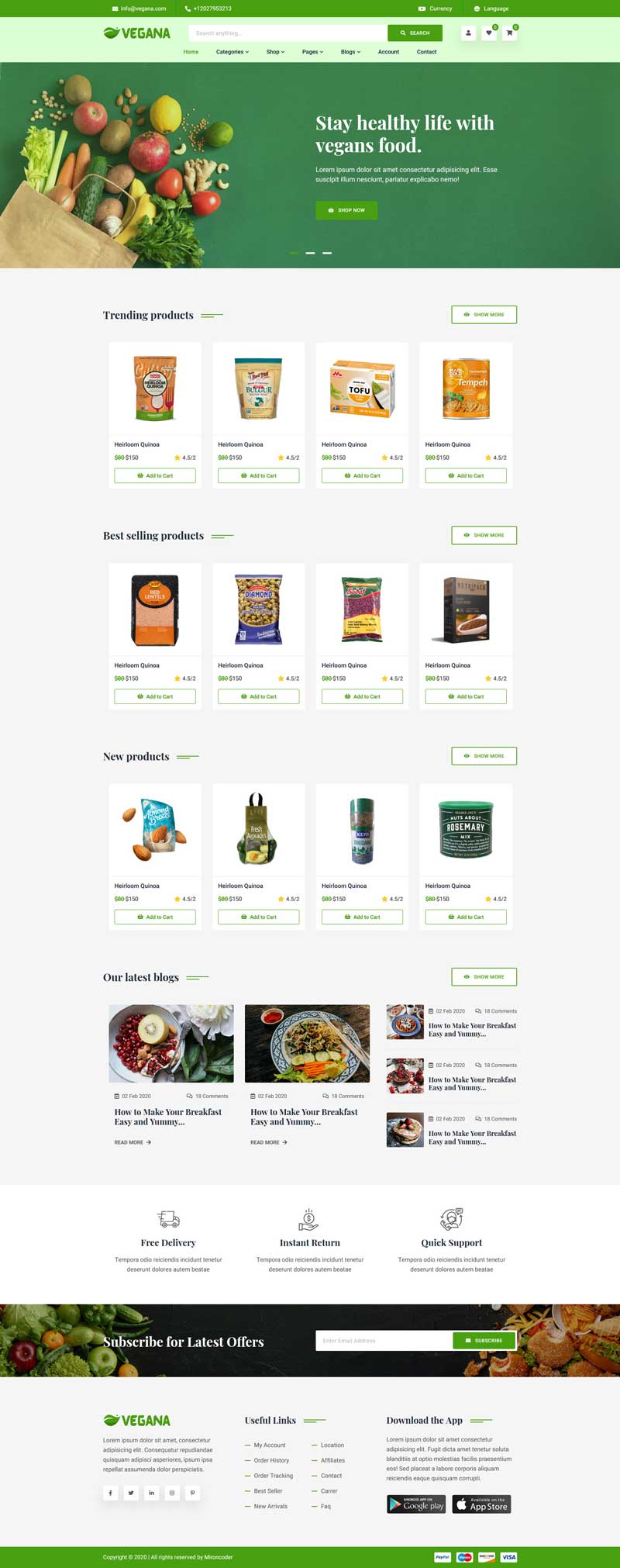 绿色的零食店铺电子商务HTML模板
