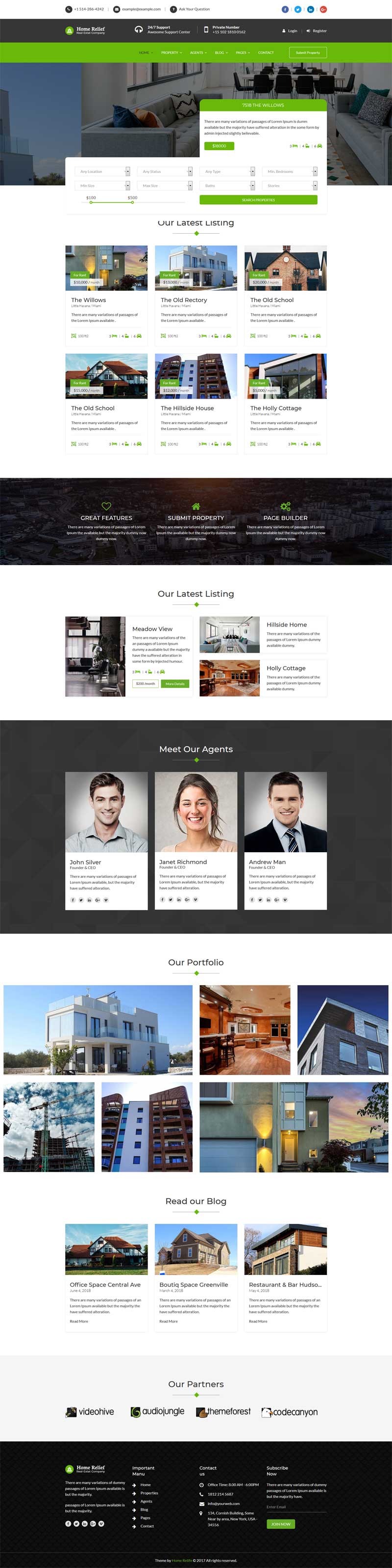 绿色Bootstrap响应式房产中介网站模板