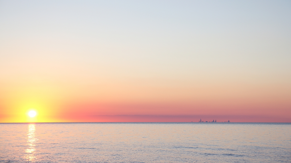 印第安纳海滩绝美日落，超清4K风景壁纸，3840x2160高清下载