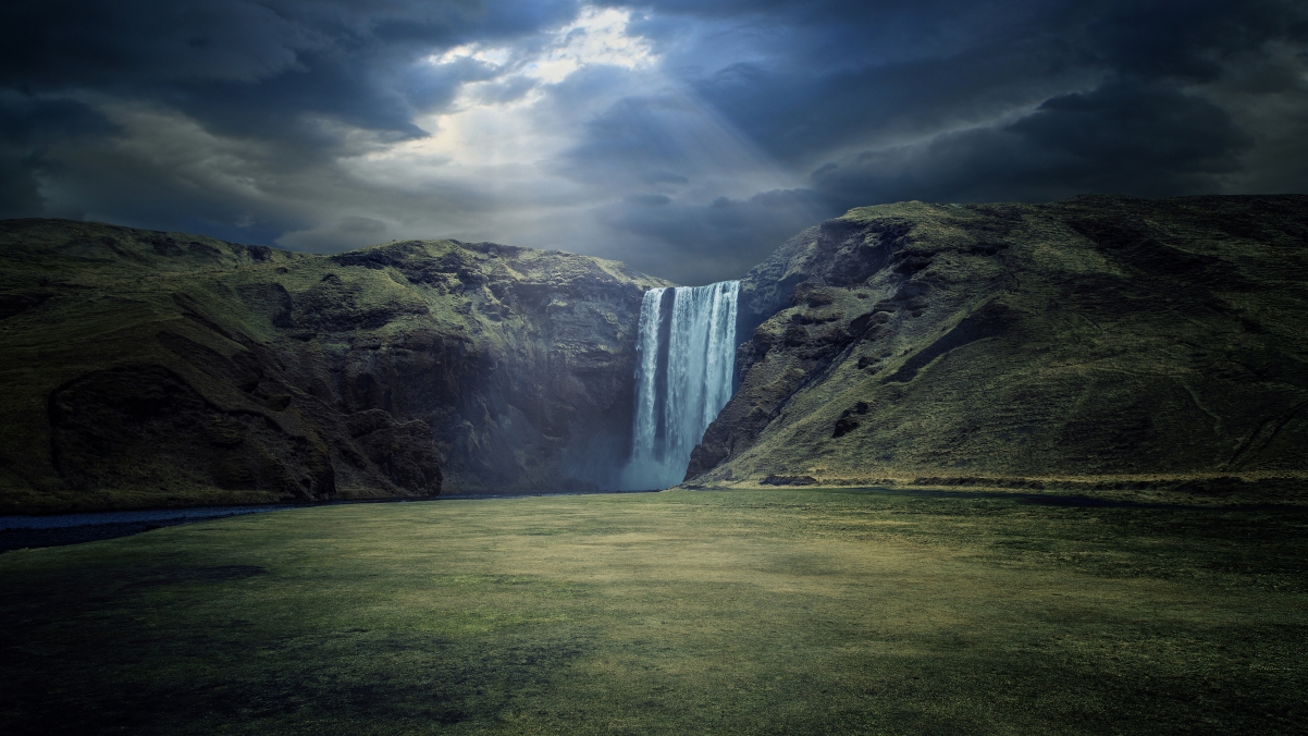 冰岛南部瀑布风景4K壁纸 3840x2160