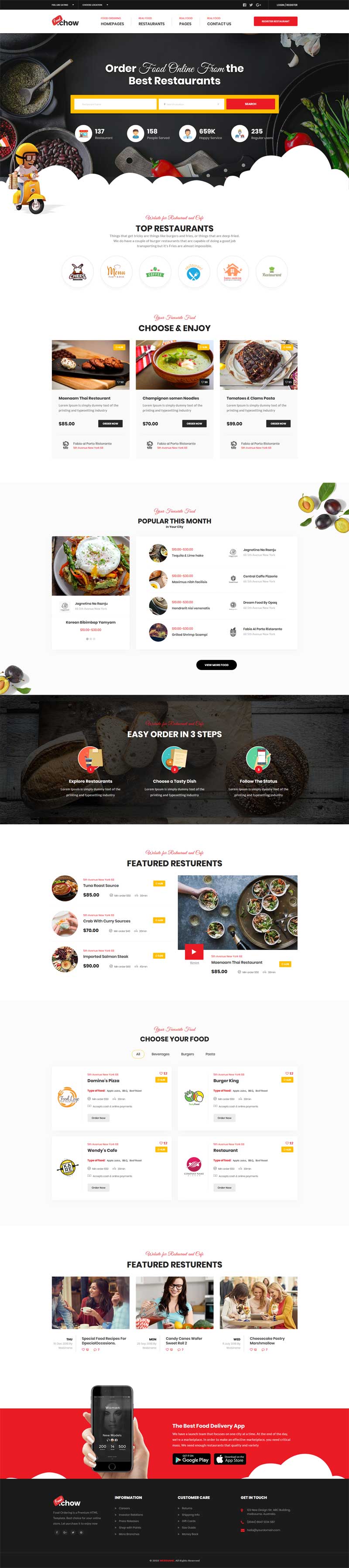 精美的外卖订餐平台网站HTML模板