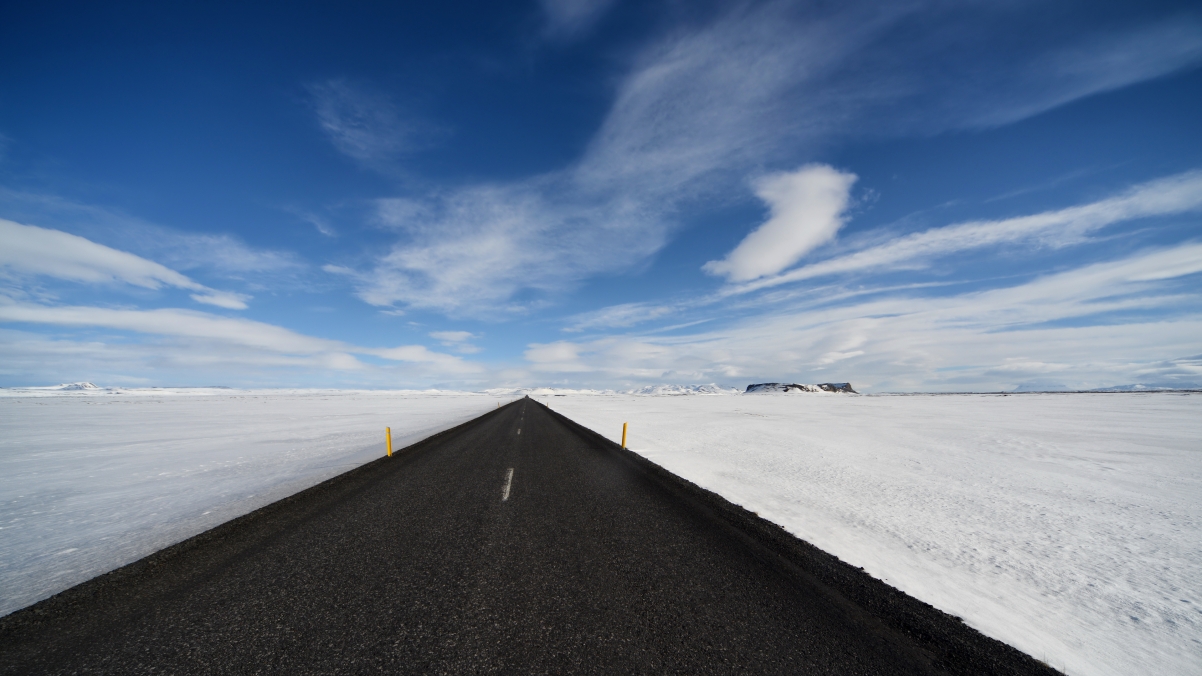 雪地 天空 道路风景 4K壁纸