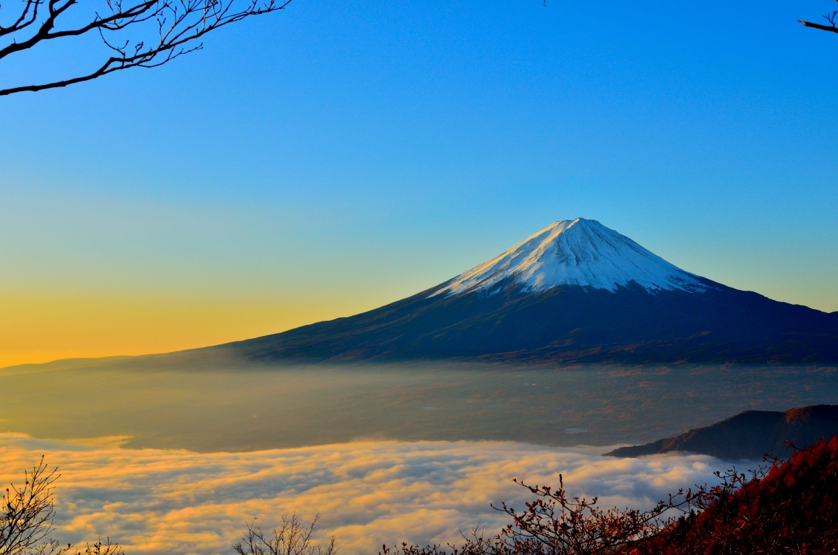 海的云 日出 富士山4k风景图片