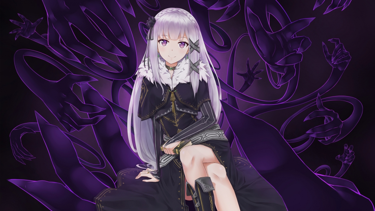 rezero 紫色眼睛动漫女生4k壁纸