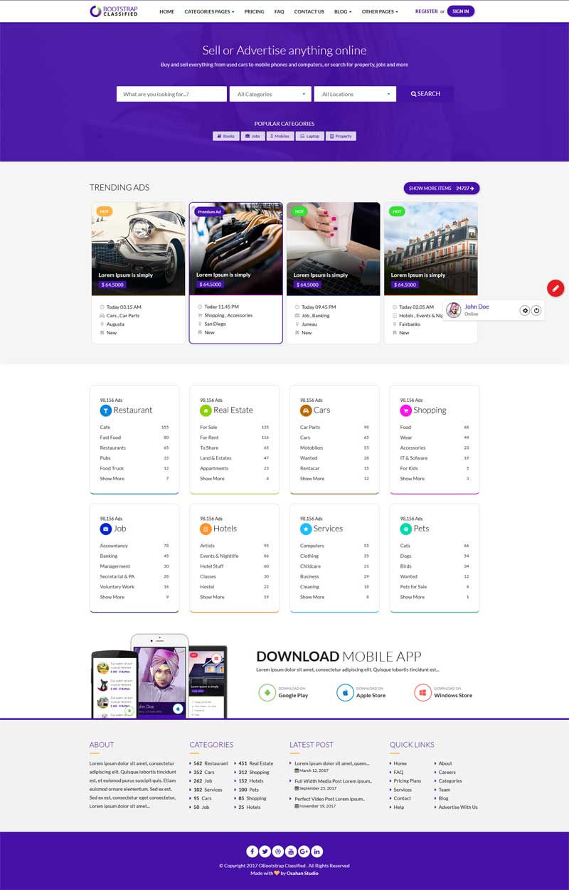 紫色的综合分类信息网站模板