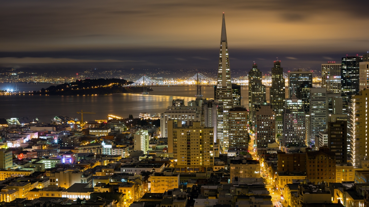 SF夜间天际线全景 美丽的城市夜景3840x2160高清壁纸