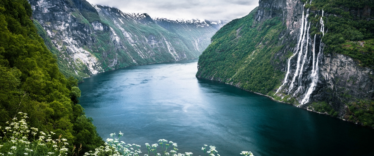 挪威盖朗厄尔峡湾风景3440x1440壁纸