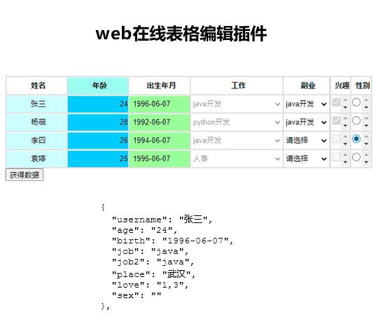 自定义数据表格编辑插件