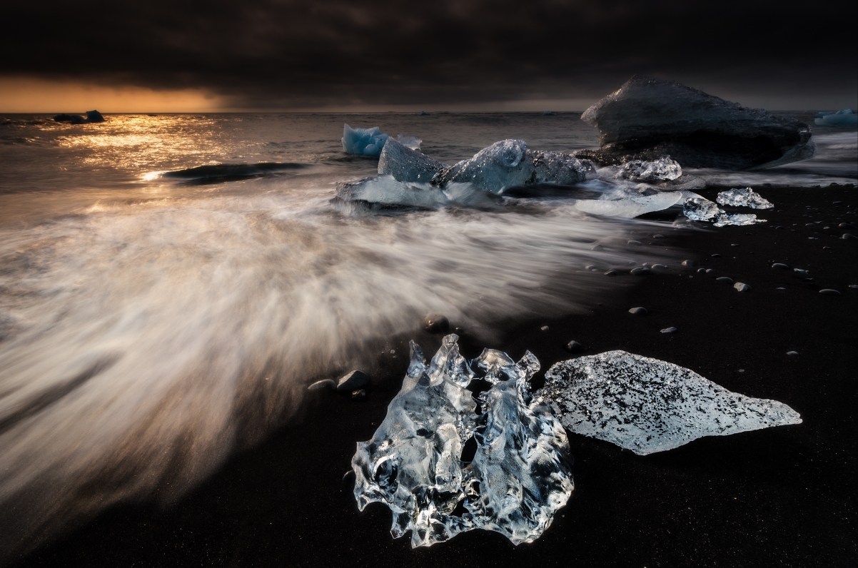 冰岛 海滩 浮冰 4K风景壁纸