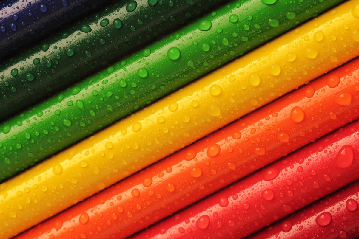 铅笔 蜡笔 色彩缤纷 彩虹 颜色 水滴 美丽 风格 艺术 5K壁纸