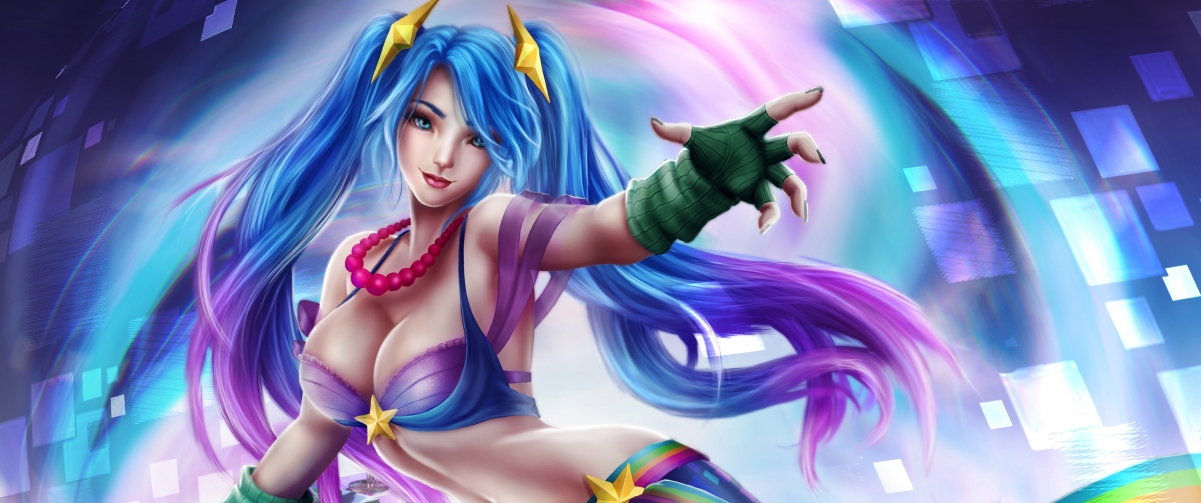 琴女电玩女郎皮肤arcadesona英雄联盟lol3440x1440壁纸