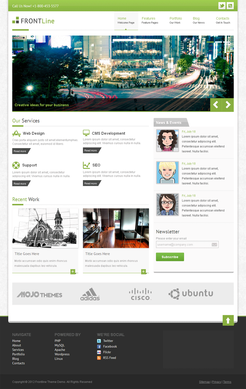 欧美简单大气绿色的企业网站模板html5+css3全站下载