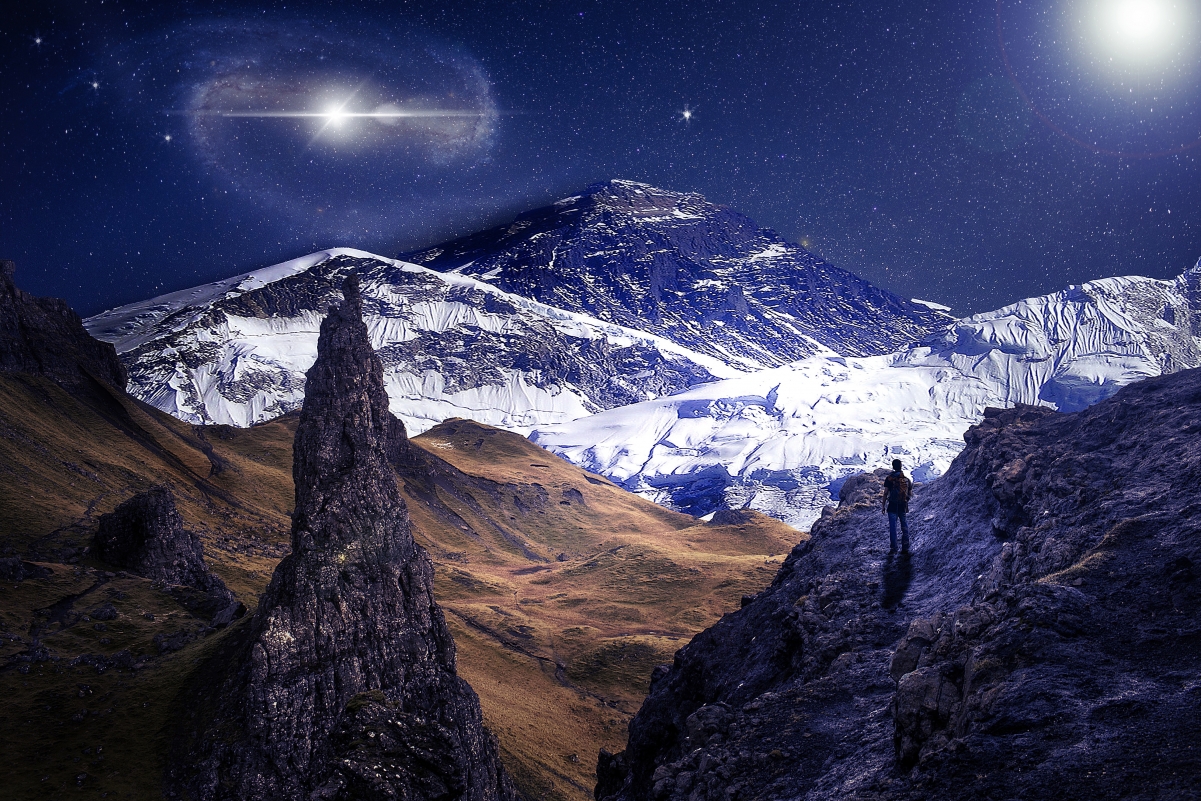 山 空间 自然 天空 冒险 户外 夜晚 星空4K风景壁纸