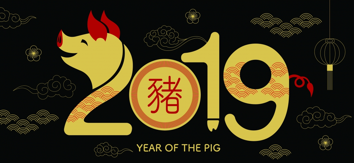 2019猪年新年快乐4k壁纸