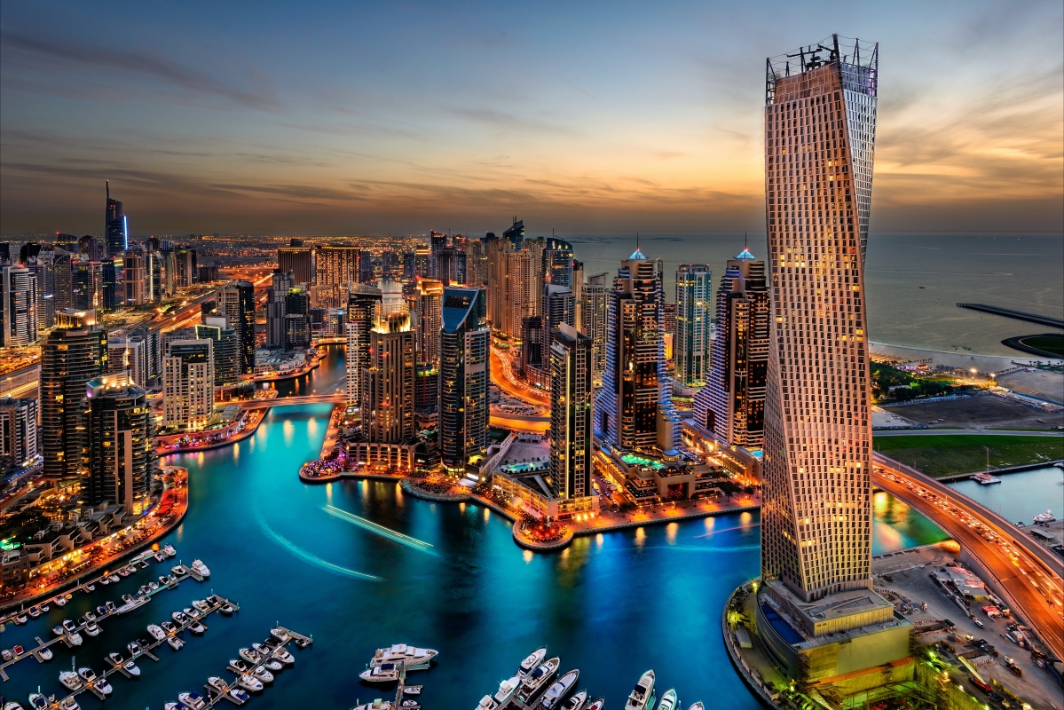 迪拜,建筑,摩天大楼,夜景 6K摄影图片