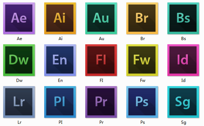 win8风格的Adobe电脑应用软件图标素材下载