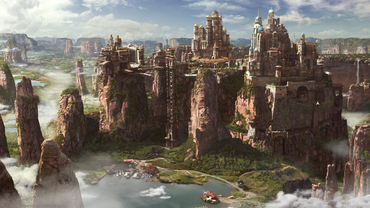 《地平线:黎明时分(Horizon: Zero Dawn)》游戏风景城堡4k壁纸