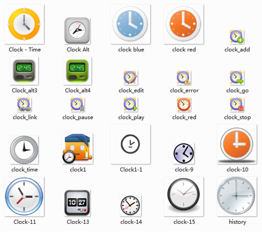 多种样式时钟PNG图标素材下载