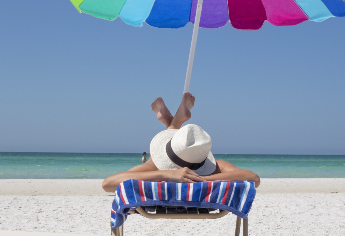 假期 海滩 放松 休闲 旅行 太阳 海洋 伞 4K图片