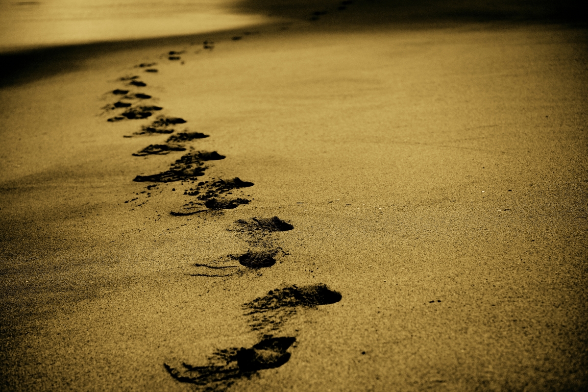 沙 脚步 足迹 海滩 走 岸上 自然5K壁纸