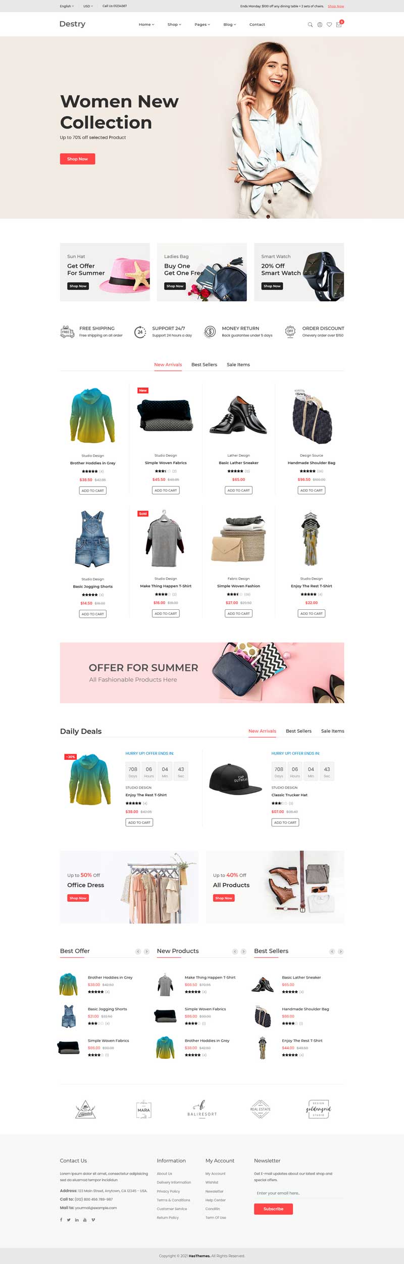 简洁的时尚服装电子商务HTML模板