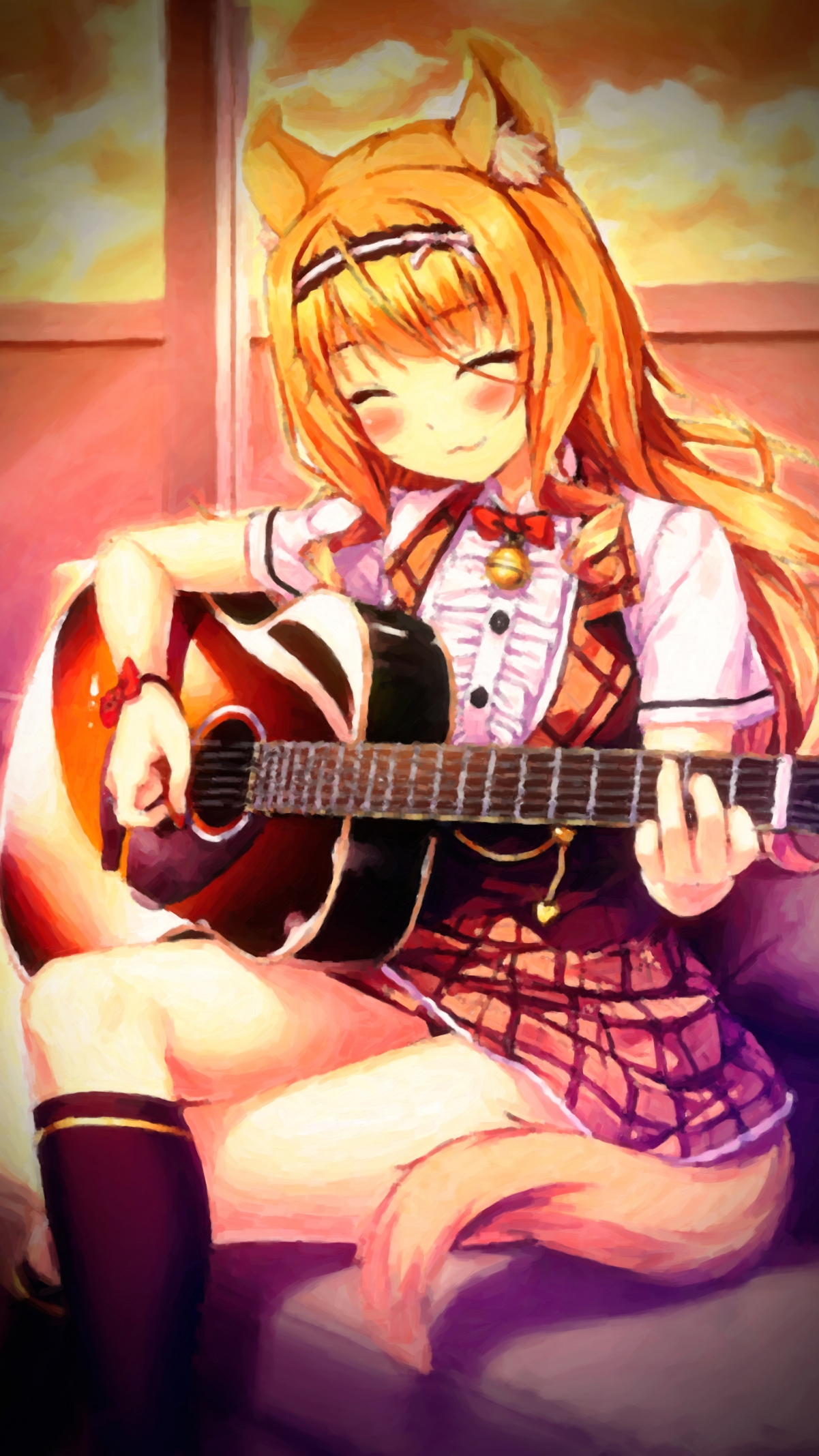 吉他动漫女孩4k手机壁纸