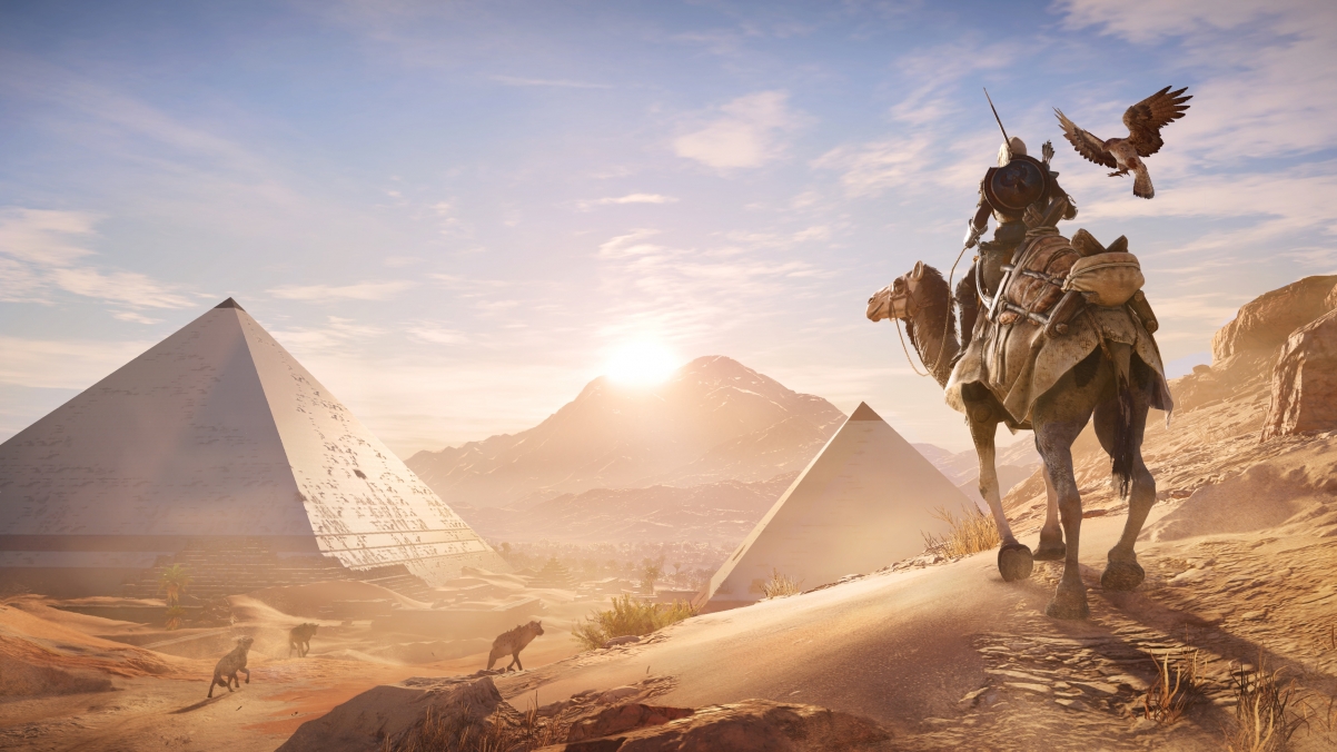 沙漠,埃及,鸟,金字塔,骆驼,刺客的信仰起源,3840x2160游戏壁纸