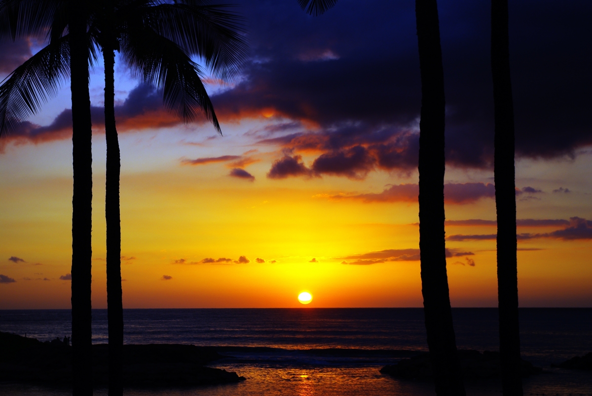 夏威夷日落海边风景4k图片