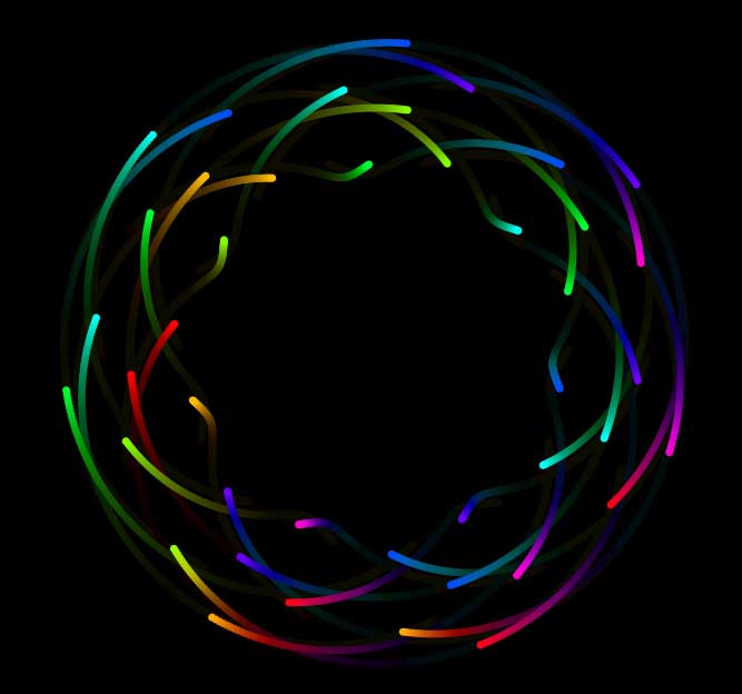 html5 canvas彩色圆环形轨迹线条动画特效