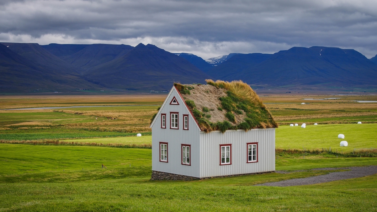 冰岛 现代化的房子 4K风景壁纸