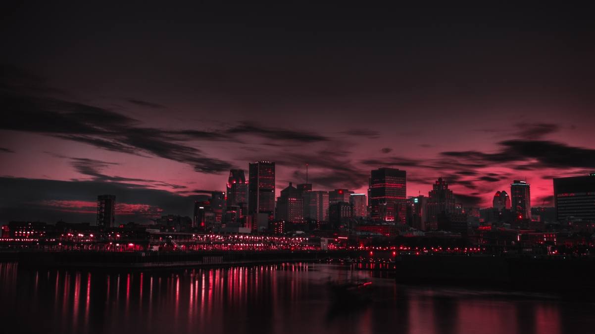 红色的城市风景4k壁纸