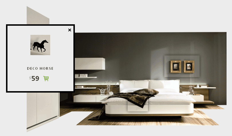 html5 3D交互式房间购物商品展示特效