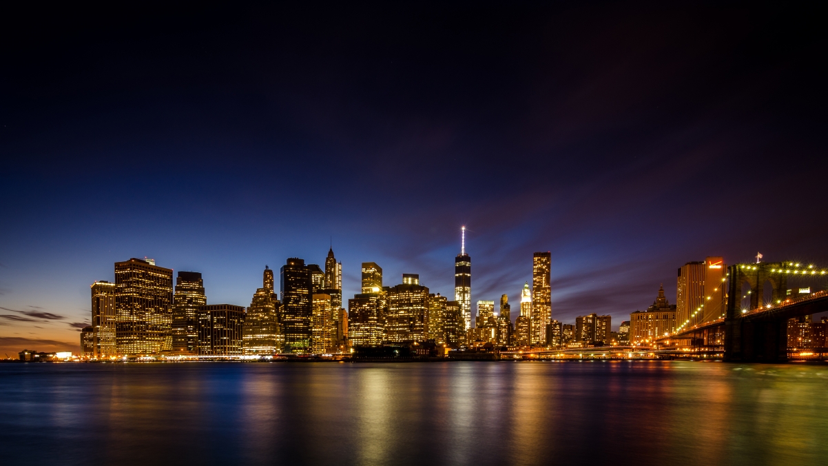 纽约布鲁克林大桥公园 城市夜景4K壁纸