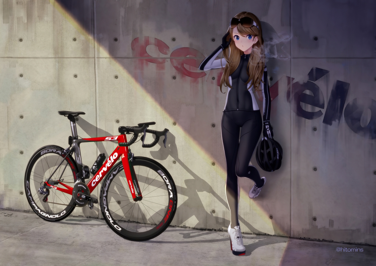 可爱女生 单车 自行车 运动女孩 4k动漫壁纸